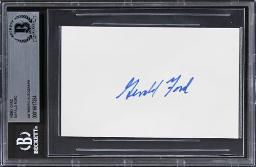 Gerald Ford Former President Authentic Signed 3x5 Index Card BAS Slabbed