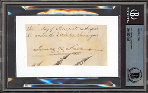 James K. Polk Authentic Signed 2x4 Cut Signature August 1848 BAS Slabbed