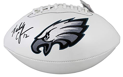 Eagles Randall Cunningham Authentic Signed White Panel Logo Football BAS Witness