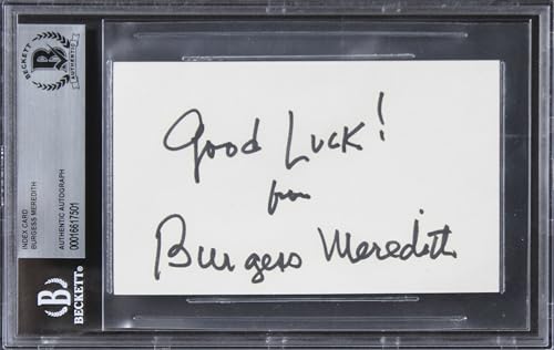 Burgess Meredith Rocky "Good Luck" Authentic Signed 3x5 Index Card BAS Slabbed 2