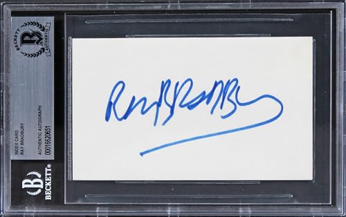 Ray Bradbury Fahrenheit 451 Authentic Signed 3x5 Index Card BAS Slabbed 1