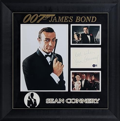 Sean Connery James Bond 007 Signed & Framed 3.5x5.5 Cut Signature BAS #AC33531