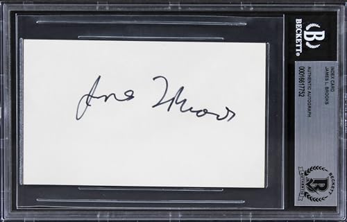 James L Brooks Broadcast News Authentic Signed 3x5 Index Card BAS Slabbed