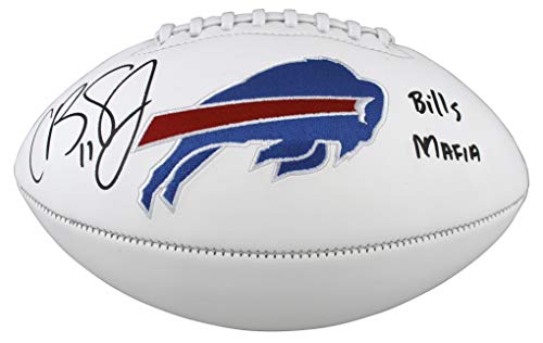 Bills Cole Beasley Authentic Signed White Panel Logo Football BAS Witnessed