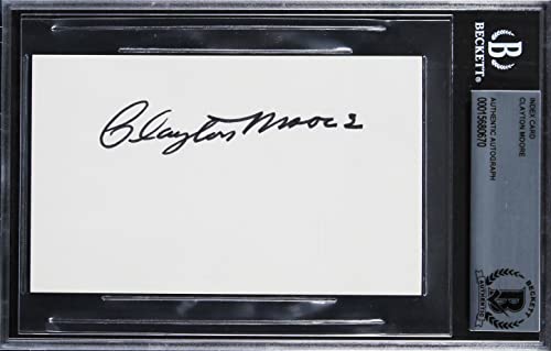 Clayton Moore The Lone Ranger Authentic Signed 3x5 Index Card BAS Slabbed