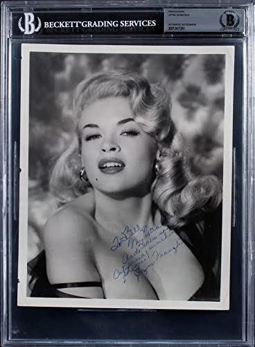 Jayne Mansfield "My extra best!" Signed 8x10 Black & White Photo BAS Slabbed