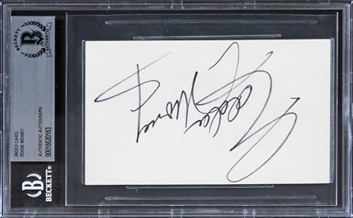 Eddie Money Musician Authentic Signed 3x5 Index Card Autographed BAS Slabbed 1