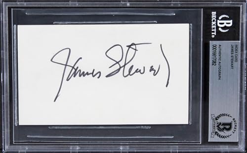 James Stewart It's a Wonderful Life Signed 3x5 Index Card BAS Slabbed 1
