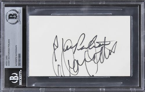 Danny Devito & Rhea Perlman Authentic Signed 3x5 Index Card BAS Slabbed