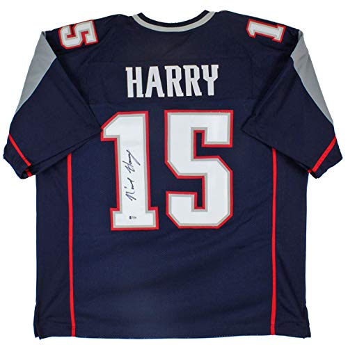 N'Keal Harry Authentic Signed Navy Blue Pro Style Jersey BAS Witnessed