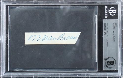 Martin Van Buren Authentic Signed .5x2.5 Cut Signature Autographed BAS Slabbed