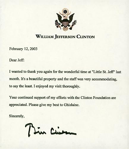 Bill Clinton Authentic Signed 5.5x6.5 Letter Auto Graded Gem 10! BAS #AA03543