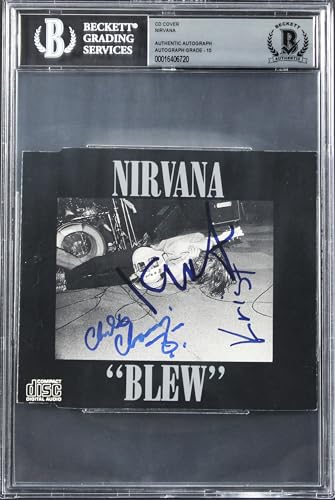 Nirvana (3) Kurt Cobain, Novoselic & Channing Signed Cd Cover Auto 10! BAS Slab