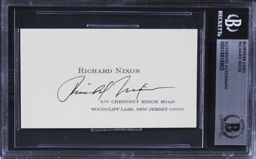 Richard Nixon Authentic Signed Business Card Autographed BAS Slabbed