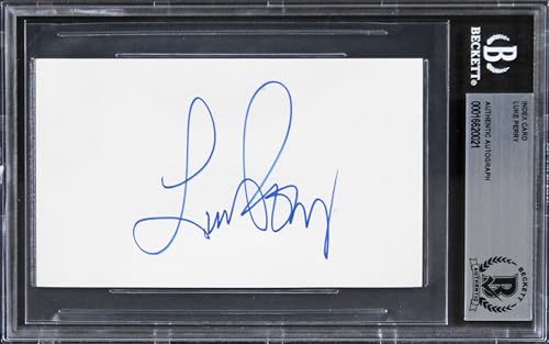 Luke Perry Beverly Hills, 90210 Authentic Signed 3x5 Index Card BAS Slabbed 1