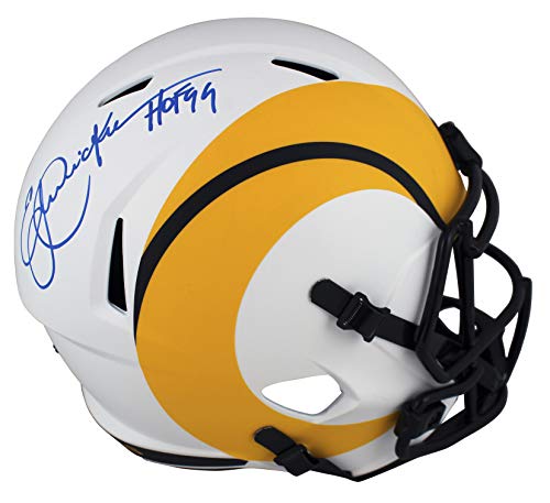 Rams Eric Dickerson "HOF 99" Signed Lunar Full Size Speed Rep Helmet BAS Witness