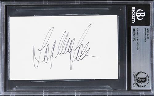 Sophia Loren Two Women Authentic Signed 3x5 Index Card Autographed BAS Slabbed