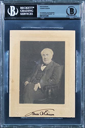 Thomas Edison Authentic Signed 4.65x6 Cabinet Photo Auto Graded 10! BAS Slabbed