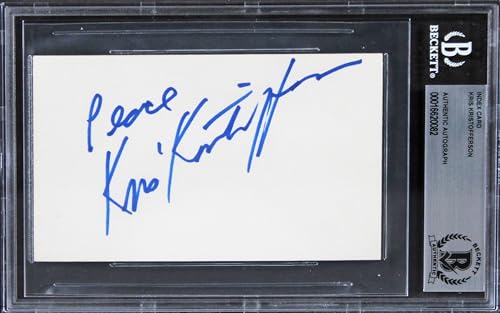 Kris Kristofferson Blade "Peace" Authentic Signed 3x5 Index Card BAS Slabbed 2