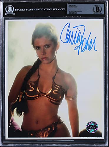 Carrie Fisher Star Wars Authentic Signed 8x10 Princess Leia Photo BAS Slabbed
