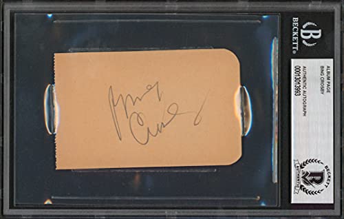 Bing Crosby White Christmas Authentic Signed 2.4x3.85 Album Page BAS Slabbed