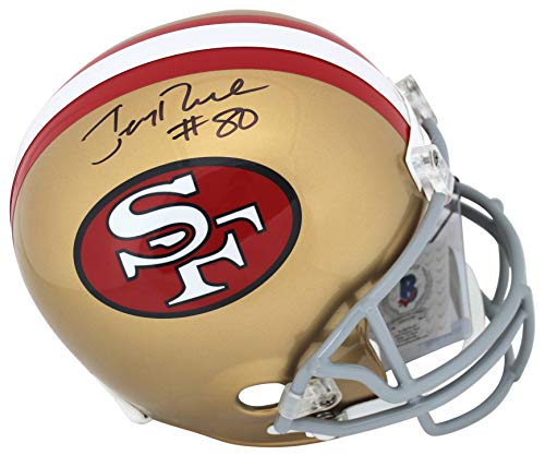 49ers Jerry Rice #80 Authentic Signed Full Size Rep Helmet BAS Witnessed