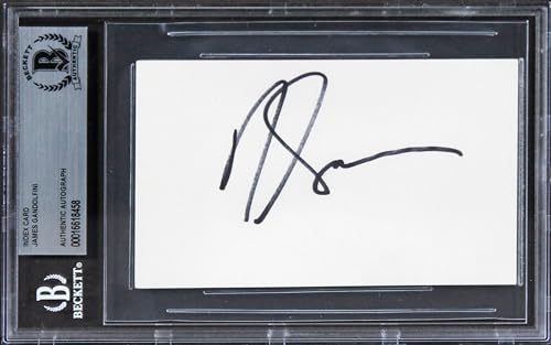 James Gandolfini The Sopranos Authentic Signed 3x5 Index Card BAS Slabbed 1