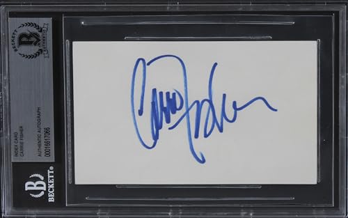 Carrie Fisher Star Wars Authentic Signed 3x5 Index Card Autographed BAS Slab 4
