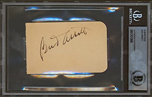 Bud Abbott Abbott & Costello Authentic Signed 2.4x3.85 Album Page BAS Slabbed
