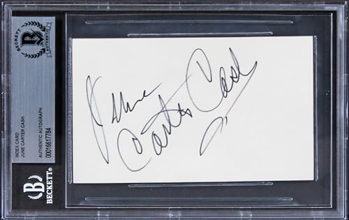 June Carter Cash Musician Authentic Signed 3x5 Index Card BAS Slabbed