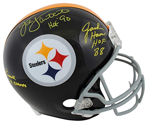 Steelers LB's (3) Lambert, Ham & Russell Signed Full Size TB Rep Helmet BAS Wit