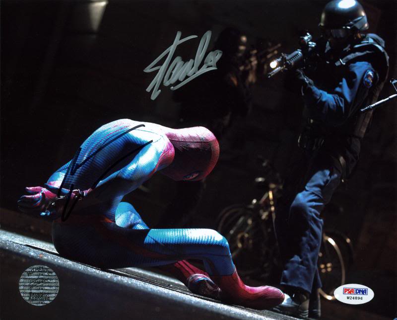 Stan Lee & Andrew Garfield Spider-Man Signed Authentic 8X10 Photo PSA #W24896