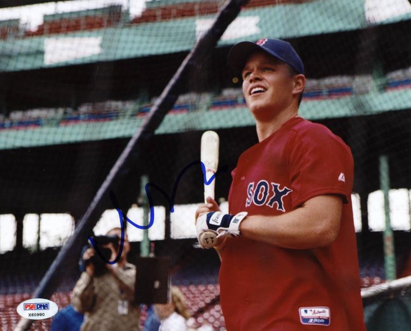 Matt Damon Red Sox Batting Practice Signed Authentic 8X10 Photo PSA/DNA #X60980