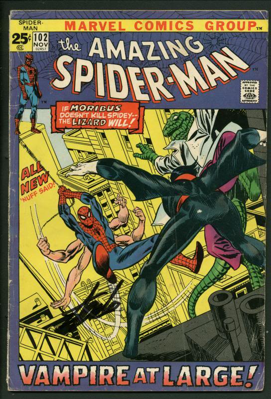 Stan Lee Signed Amazing Spider-Man #102 Comic Book Lizard/Moribus PSA #W18711