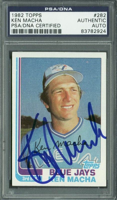 Blue Jays Ken Macha Authentic Signed Card 1982 Topps #282 PSA/DNA Slabbed