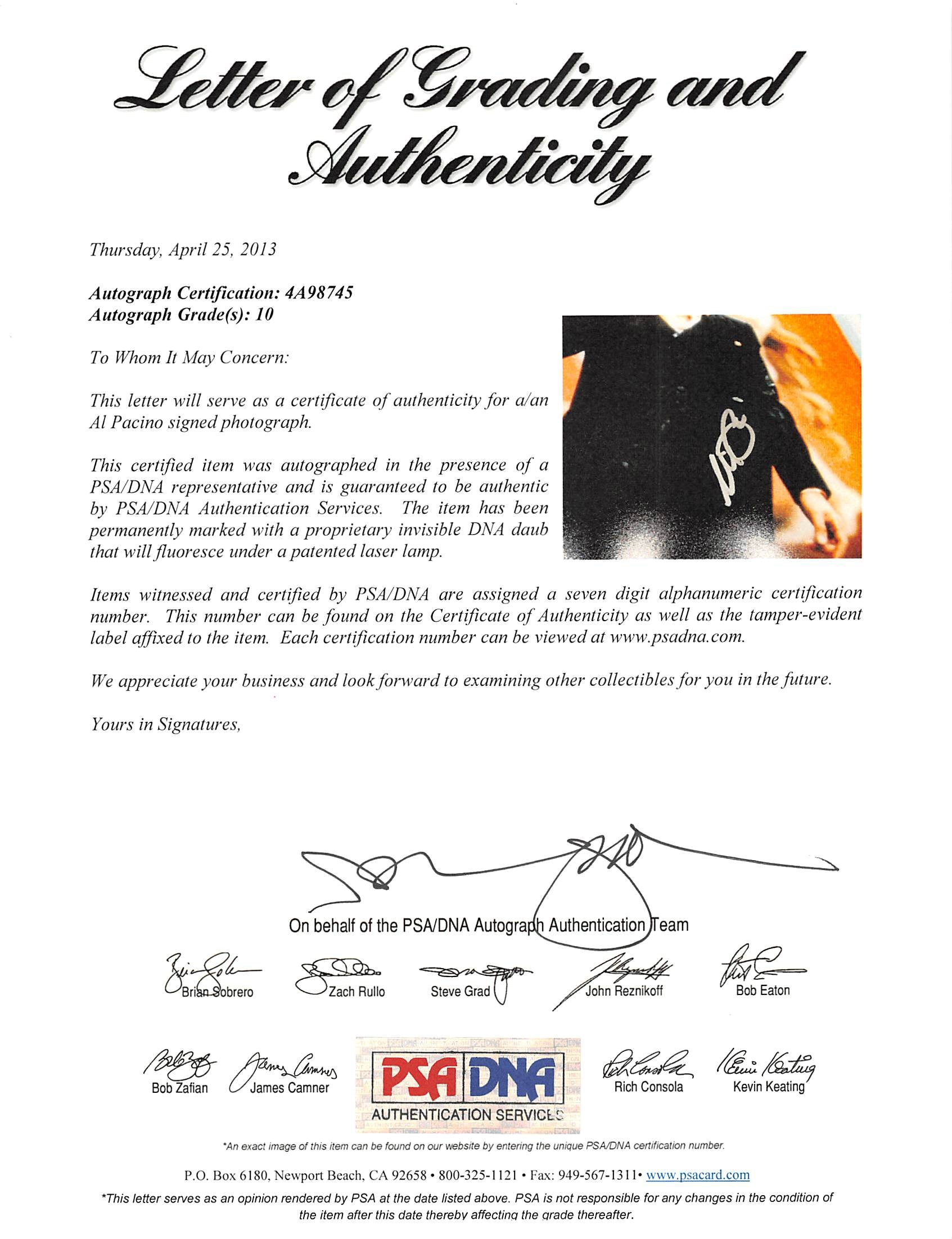 Al Pacino Scarface Signed 16x20 Vertical Photo Auto 10! PSA/DNA Itp #4A98745