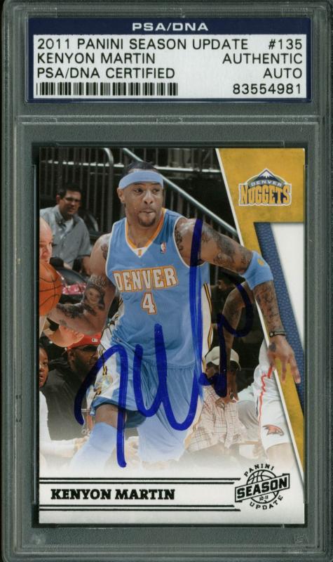 Nuggets Kenyon Martin Signed Card 2011 Panini Season Update #135 PSA/DNA Slabbed