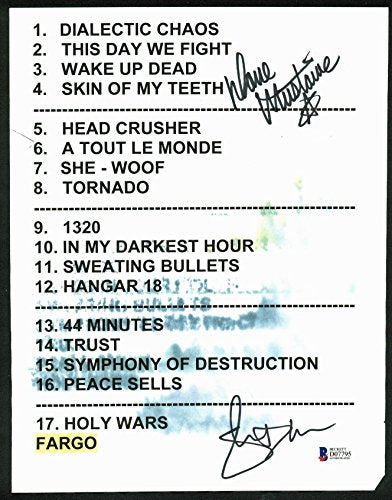 Megadeth Dave Mustaine & Shawn Drover Signed Original Set List BAS #D07795