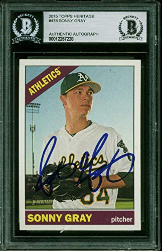 Athletics Sonny Gray Authentic Signed 2015 Topps Heritage #478 Card BAS Slabbed