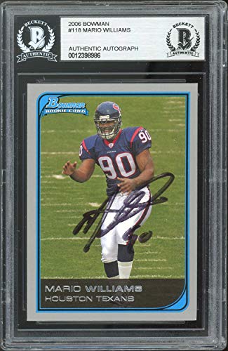 Texans Mario Williams Authentic Signed 2006 Bowman #118 Card BAS Slabbed