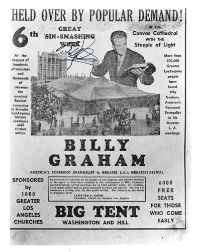 Billy Graham Authentic Signed 8x10 Revival Advertising Photo BAS #AD05000