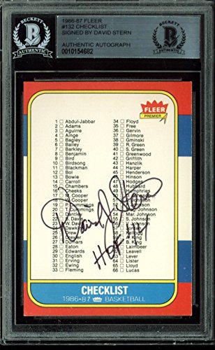 David Stern "HOF 14" Authentic Signed Card 1986 Fleer Checklist #132 BAS Slabbed