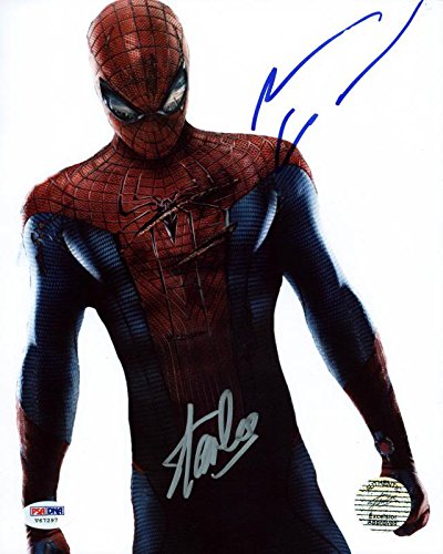 Stan Lee & Andrew Garfield Spider-Man Signed Authentic 8X10 Photo PSA #V67297