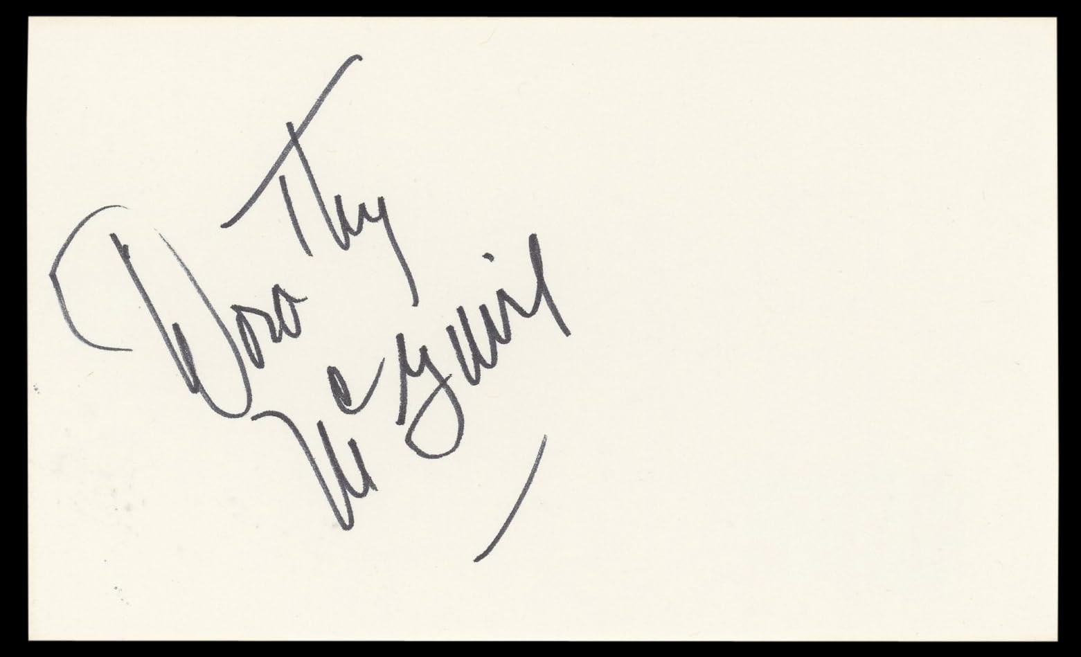 Dorothy McGuire Gentleman's Agreement Signed 3x5 Index Card BAS #BL98870