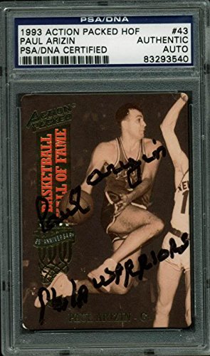 Warriors Paul Arizin Authentic Signed Card 1993 Action Packed HOF PSA Slabbed