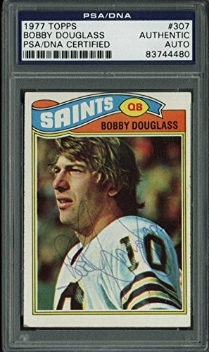 Saints Bobby Douglass Authentic Signed Card 1977 Topps #307 PSA/DNA Slabbed