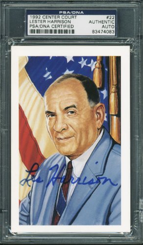 Lester Les Harrison Signed 3.5X5.5 1992 Center Court 22 Postcard PSA/DNA Slabbed