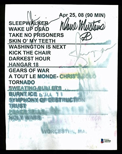 Megadeth (3) Mustaine, Brodrick & Drover Authentic Signed Set List BAS #A84984