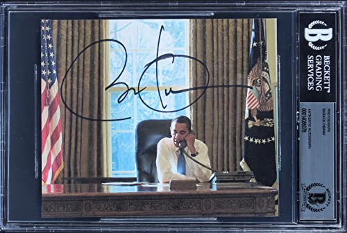 Barack Obama Authentic Signed 5.15x6.25 Photo Auto Graded Gem Mint 10! BAS Slab