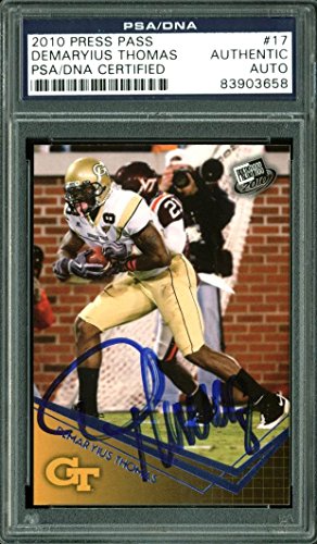 Broncos Demaryius Thomas Signed Card 2010 Press Pass RC #17 PSA/DNA Slabbed